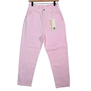 ABA Group Sinsay Pink Paperbag Waist Baggy Pants High Rise MOM FIT Size 14
